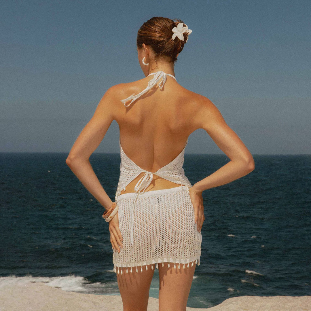 Damen Strandkleid mit Fransen Drune