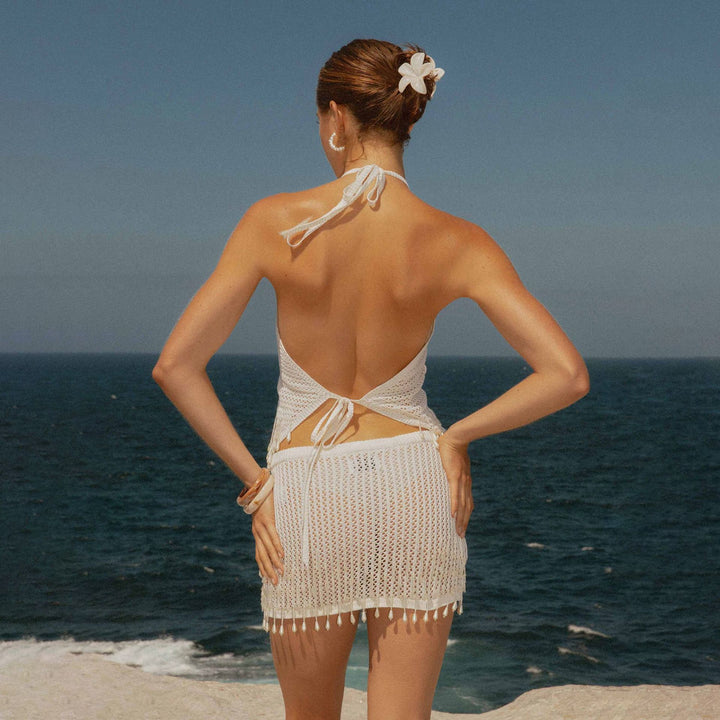 Damen Strandkleid mit Fransen Drune