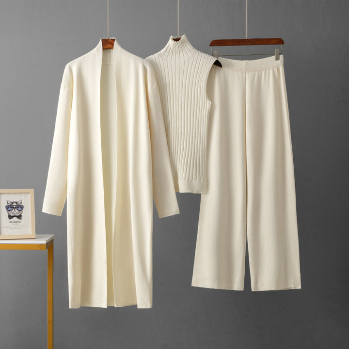 Damen modernes Strickanzug mit Longcardigan und hochwertigem Top Drune