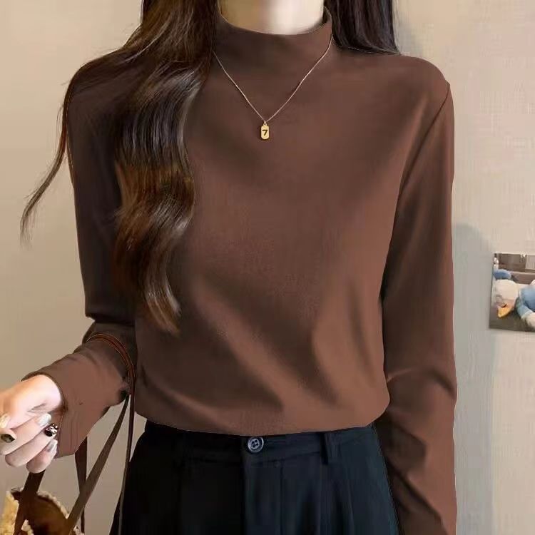 Damen Langarmshirt mit hochgeschlossenem Kragen und feiner Struktur Drune