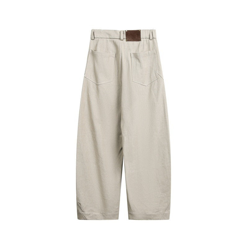 Unisex Weite Cropped-Cargohose mit hoher Taille und Utility-Taschen Drune