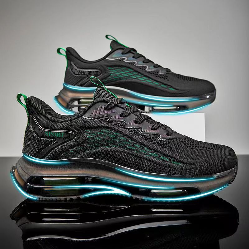 Unisex atmungsaktive Strick-Laufsneaker mit sichtbarer Luftkammer, verstärkter Ferse und rutschfester Profilsohle Drune