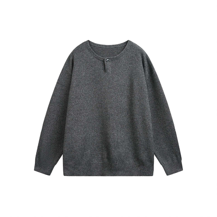 Damen Oversize-Strickpullover mit Knopfdetail am Rundhalsausschnitt Drune