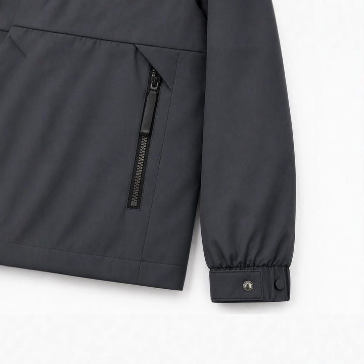 Herren leichte winddichte Softshell‑Kapuzenjacke mit kariert gefütterter Kapuze Drune
