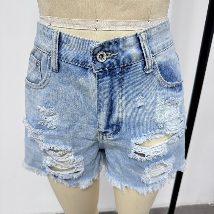 Damen Destroyed Denim-Shorts im lässigen Stil Drune