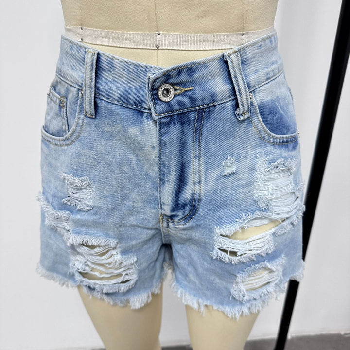 Damen Destroyed Denim-Shorts im lässigen Stil Drune