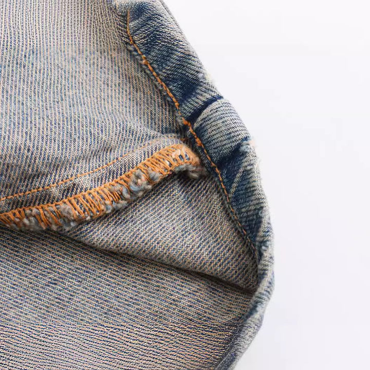Damen nan oversized Denim-Tunika mit halbem Reißverschluss, weitem Schnitt und Brusttasche Drune