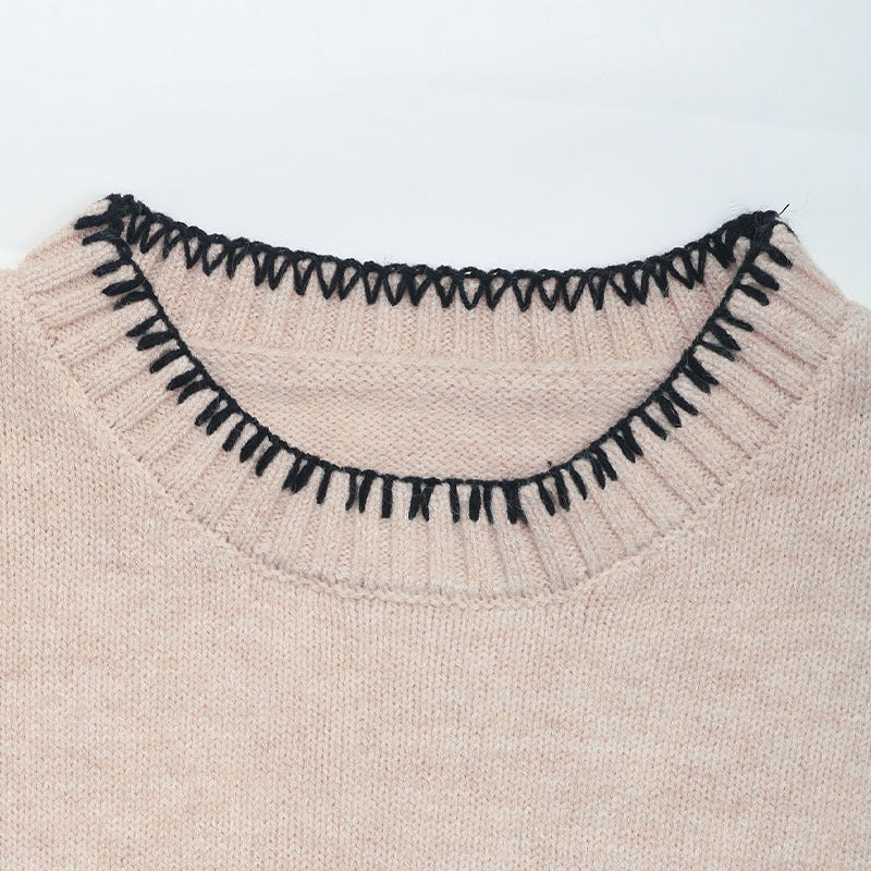 Damen Lässiger Strickpullover mit Rippdetails Drune