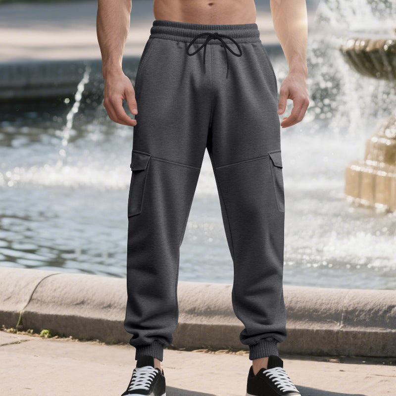 Herren Sportliche Cargo-Jogginghose mit Taschen und elastischem Bund Drune