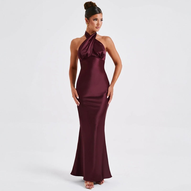 Damen Elegantes Maxikleid mit raffinierter Wickeloptik und schulterfreiem Design Drune