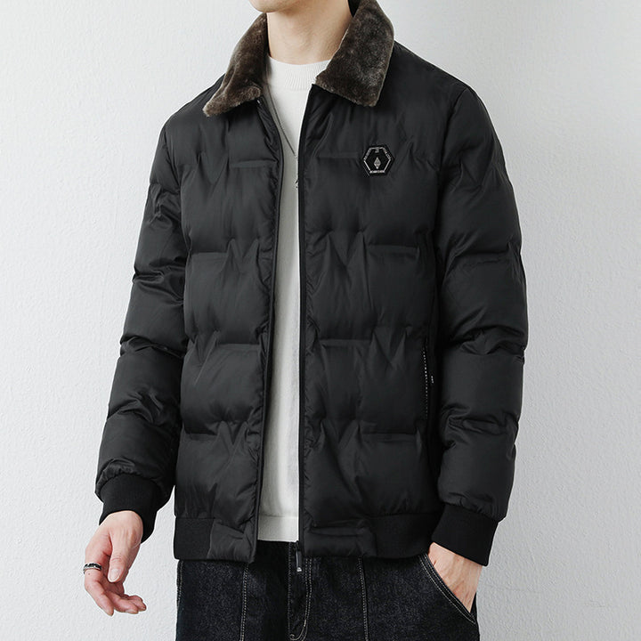 Herren Modische Steppjacke mit Kunstfellkragen Drune