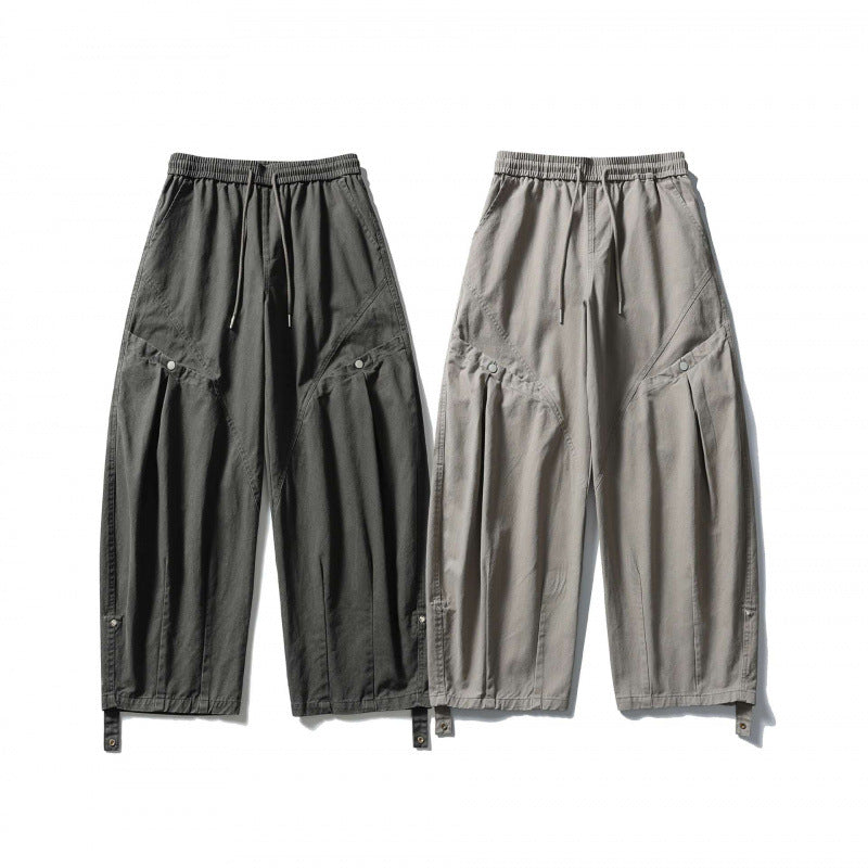 Unisex Weite Cropped Cargo-Hose mit Tunnelzugbund, multifunktionalen Pattentaschen und verstellbaren Beinriegeln Drune