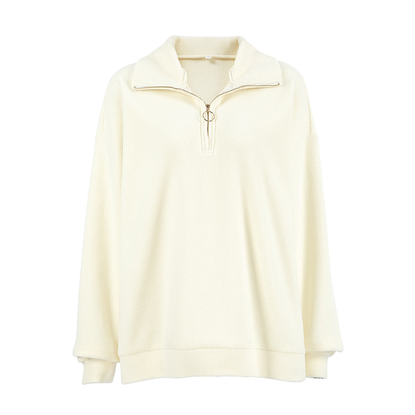 Damen Wärmender Fleece-Pullover mit hohem Kragen undziehbarem Reißverschluss Drune