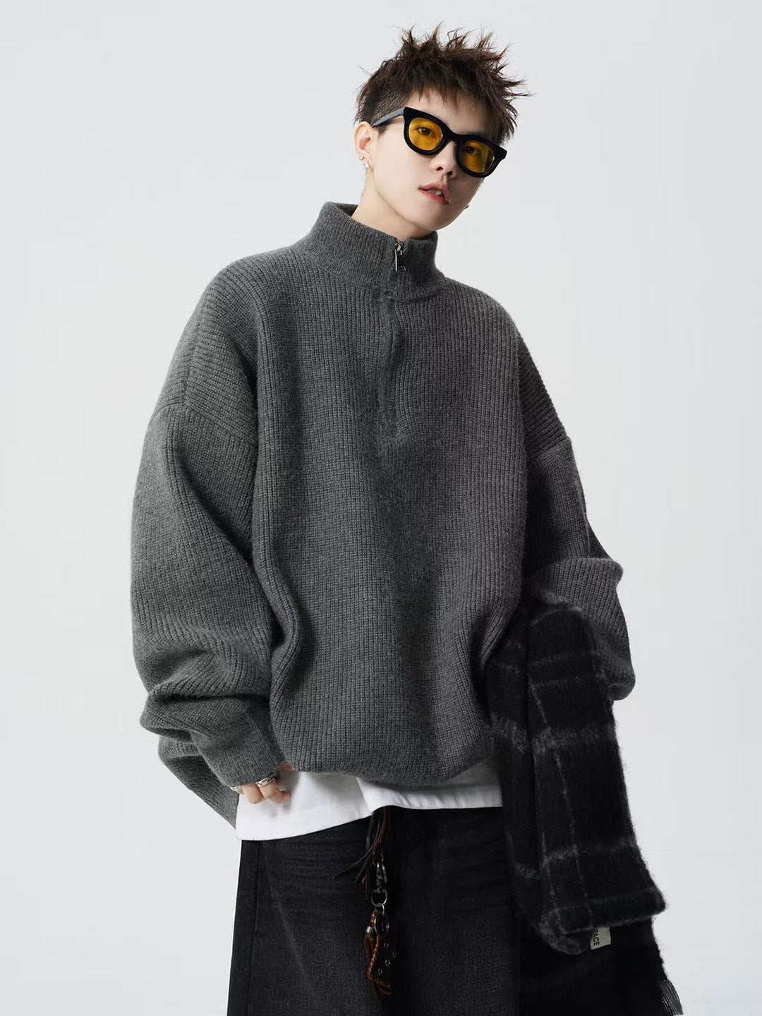 Damen Urbaner Oversized Pullover mit Stehkragen Drune