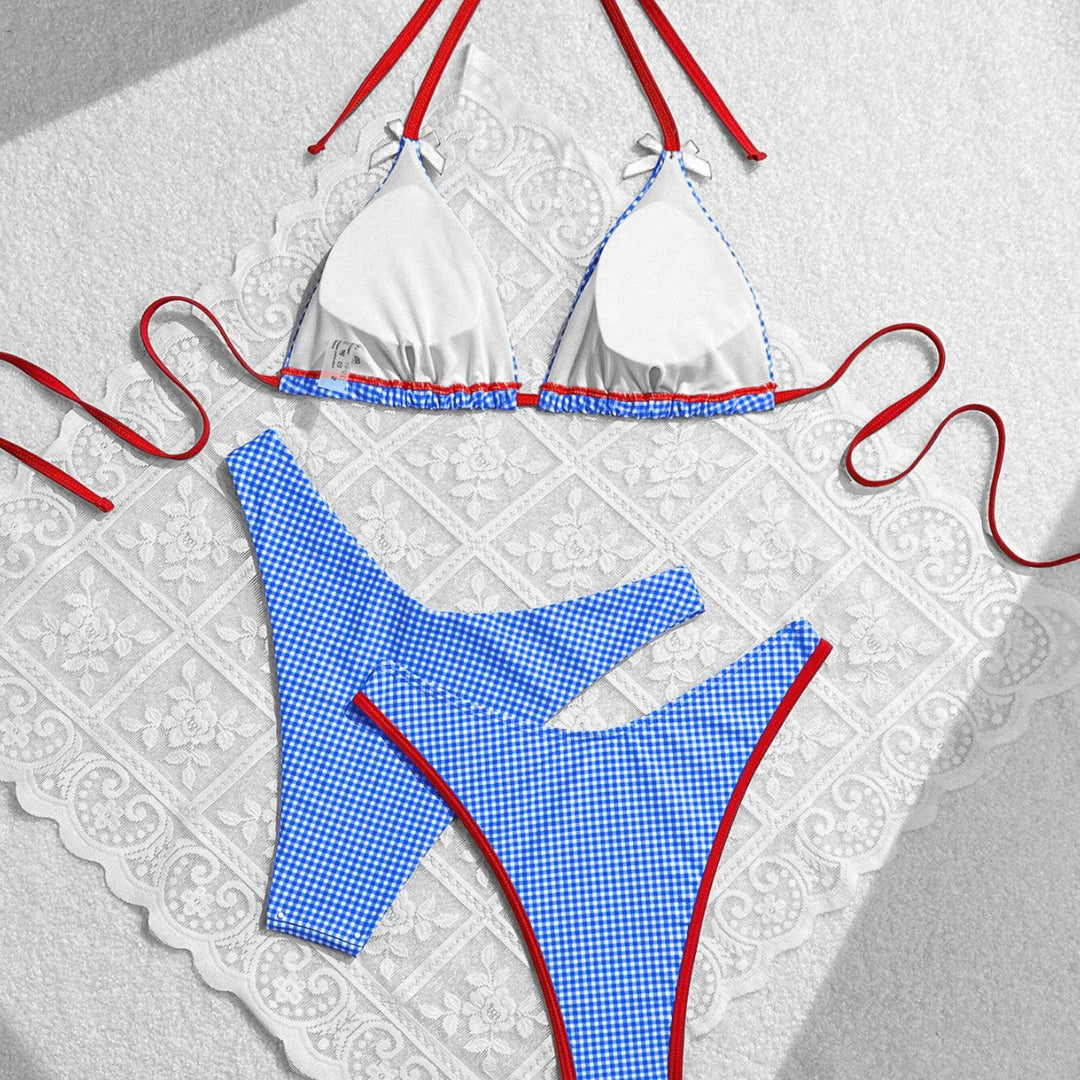 Damen Triangel-Bikini im karierter Schnitt Drune