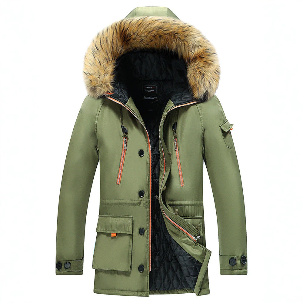 Herren Urbaner Winterparka im Fieldstil mit abnehmbarem Kunstfellbesatz und multifunktionalen Taschen Drune