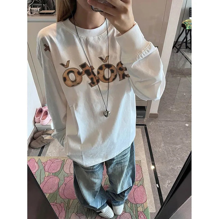 Damen Langarmshirt mit kreativem Grafikdesign Drune