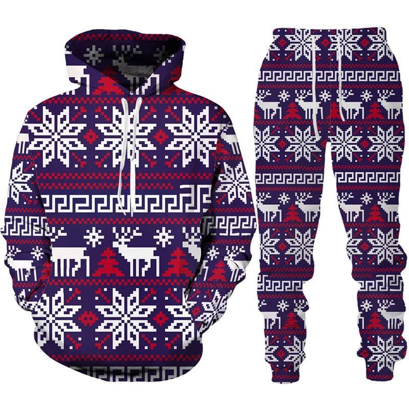 Damen Festlicher Kapuzenpullover mit lustigem Weihnachtsmotiv Drune