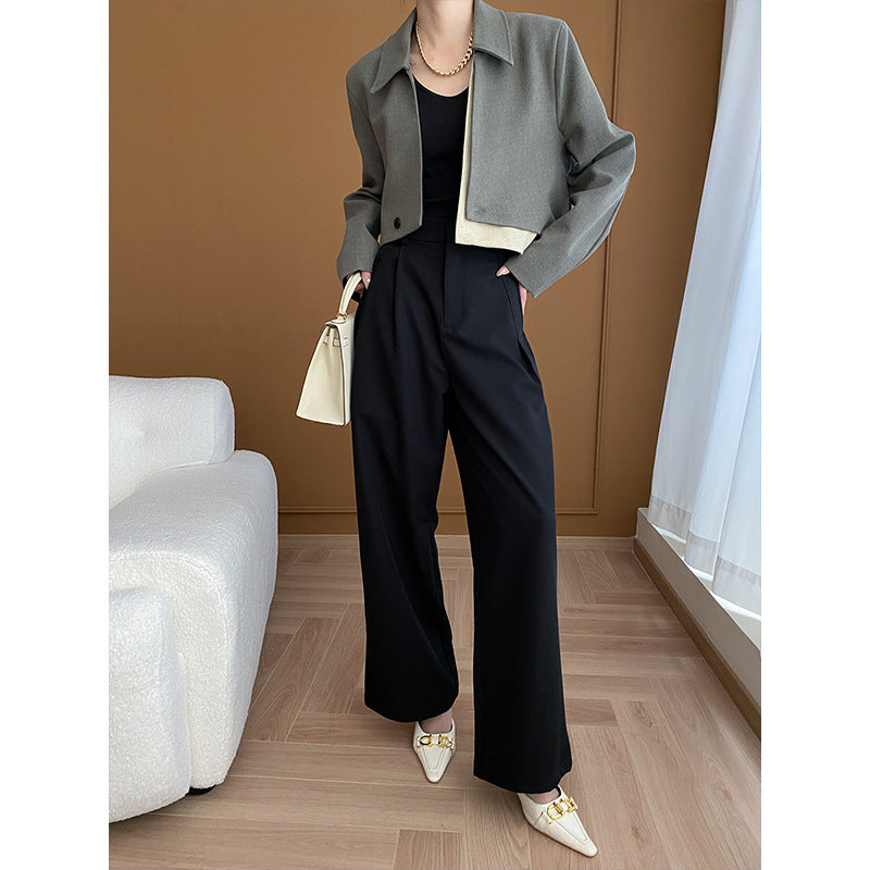 Damen stilvolle cropped Blazer Jacke Drune