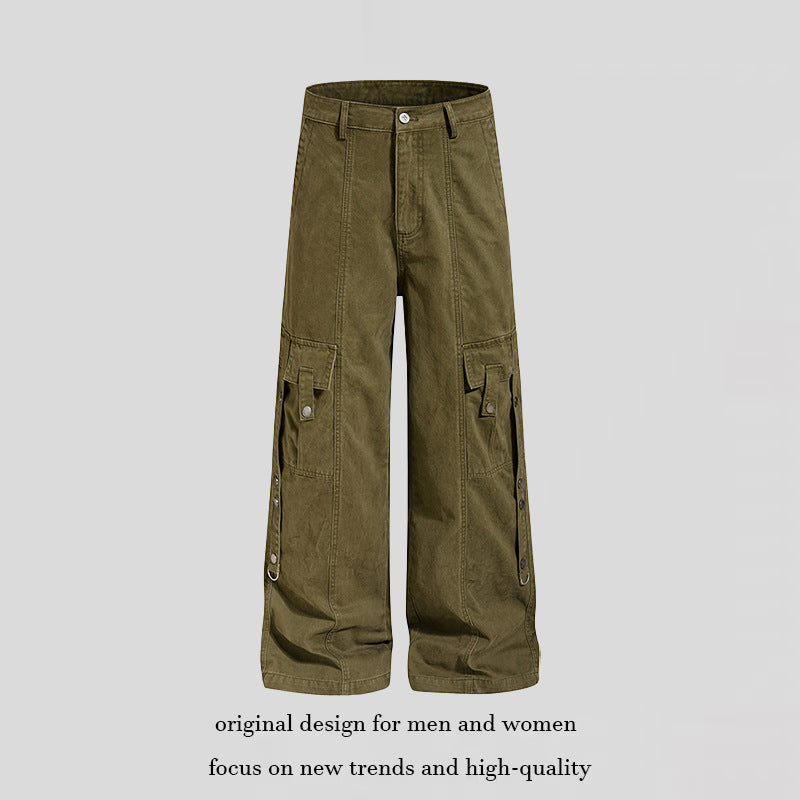 Damen Weite Cargo-Culottehose mit Multi-Taschen und Druckknopf-Seitenverstellung Drune