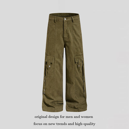 Damen Weite Cargo-Culottehose mit Multi-Taschen und Druckknopf-Seitenverstellung Drune