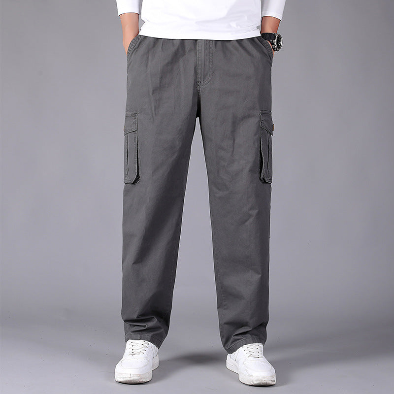 Herren Cargohose im Utility‑Stil mit elastischem Bund, geradem Bein und aufgesetzten Klappentaschen Drune