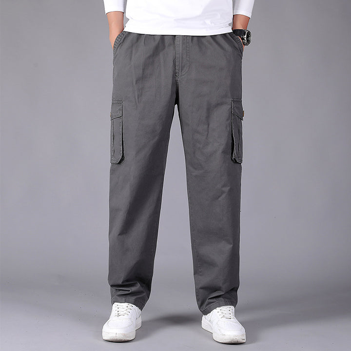 Herren Cargohose im Utility‑Stil mit elastischem Bund, geradem Bein und aufgesetzten Klappentaschen Drune