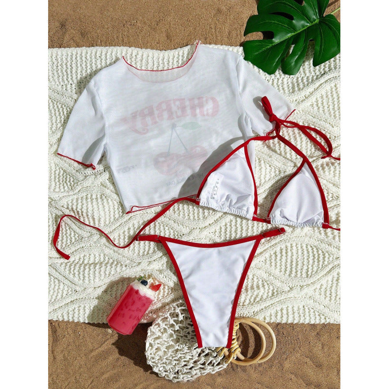 Damen Crop-Top Bikini-Set mit sportlichem Schnitt und Brasil-Print Drune