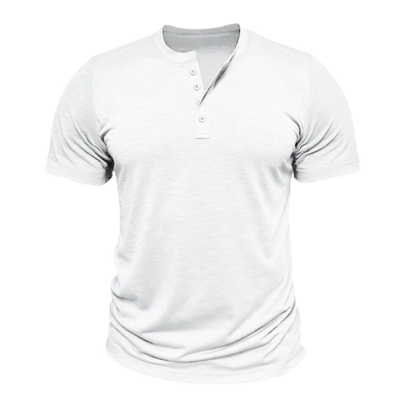 Herren Kurzarm-Henley-T-Shirt mit hochwertigem, atmungsaktivem Baumwollmix Drune