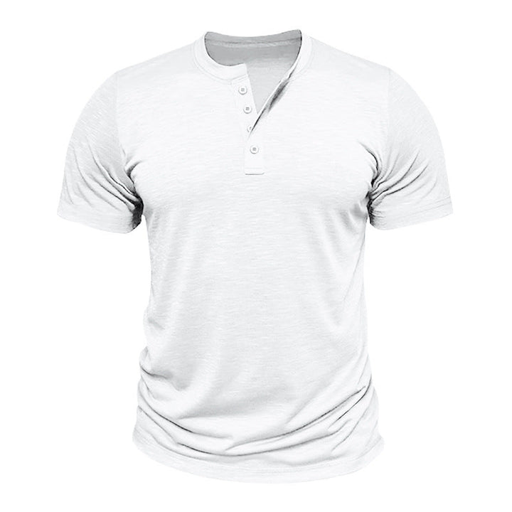 Herren Kurzarm-Henley-T-Shirt mit hochwertigem, atmungsaktivem Baumwollmix Drune