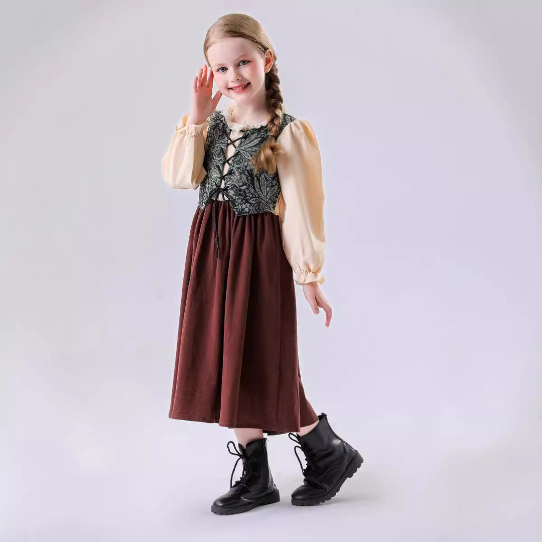 Unisex nan Kinderweste im Vintage Brokatstil mit floralem Jacquardmuster Drune