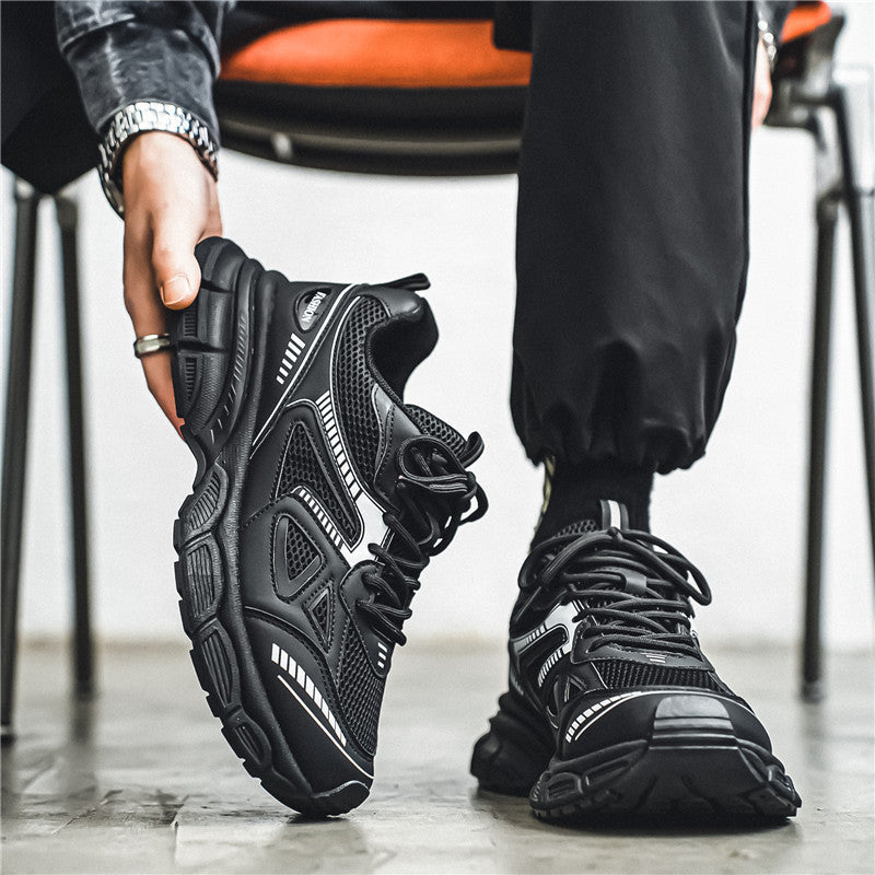 Herren modische Chunky-Trainingssneaker mit atmungsaktivem Mesh-Obermaterial und verstärkter dämpfender Plattformsohle Drune