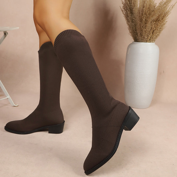 Damen Hohe Stiefel mit elegantem Blockabsatz Drune