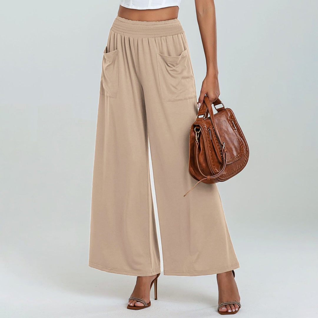 Damen Weite, luftige Palazzo-Hose mit elastischem Bund und praktischen Taschen Drune
