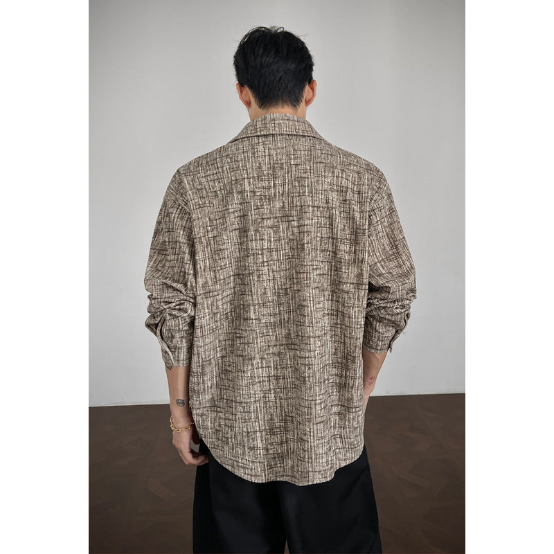 Herren Strukturierte Freizeit-Bluse Drune