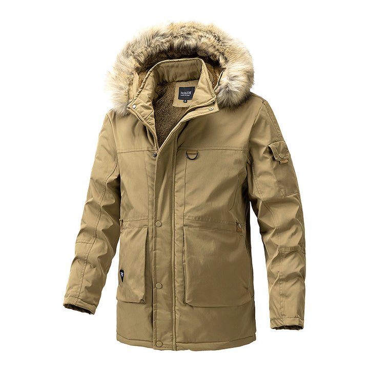 Herren Canvas-Parka mit Sherpa-Innenseite, verlängerter Schnitt und Utility-Ärmeltasche Drune