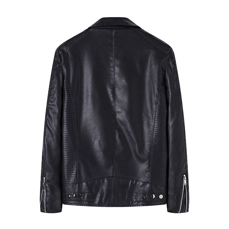 Herren Bikerjacke aus hochwertigem Kunstleder im Slim‑Fit mit schrägem Reißverschluss und gesteppter Schulterpartie Drune