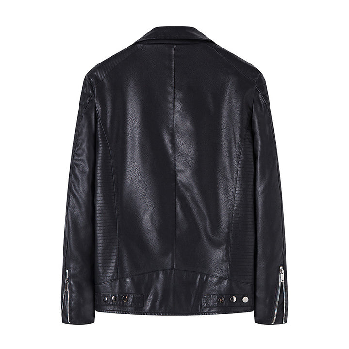 Herren Bikerjacke aus hochwertigem Kunstleder im Slim‑Fit mit schrägem Reißverschluss und gesteppter Schulterpartie Drune