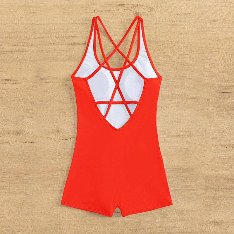 Damen Sportlicher Einteiler Badeanzug Drune