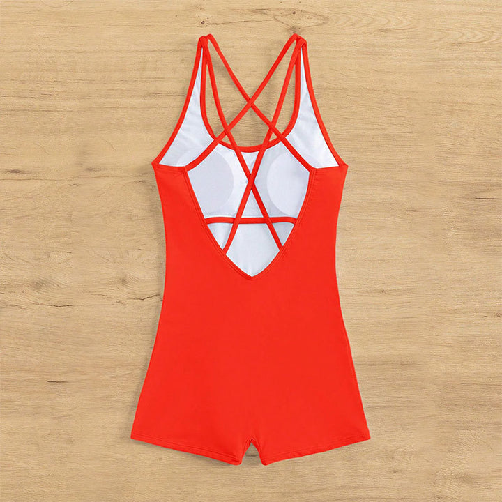 Damen Sportlicher Einteiler Badeanzug Drune