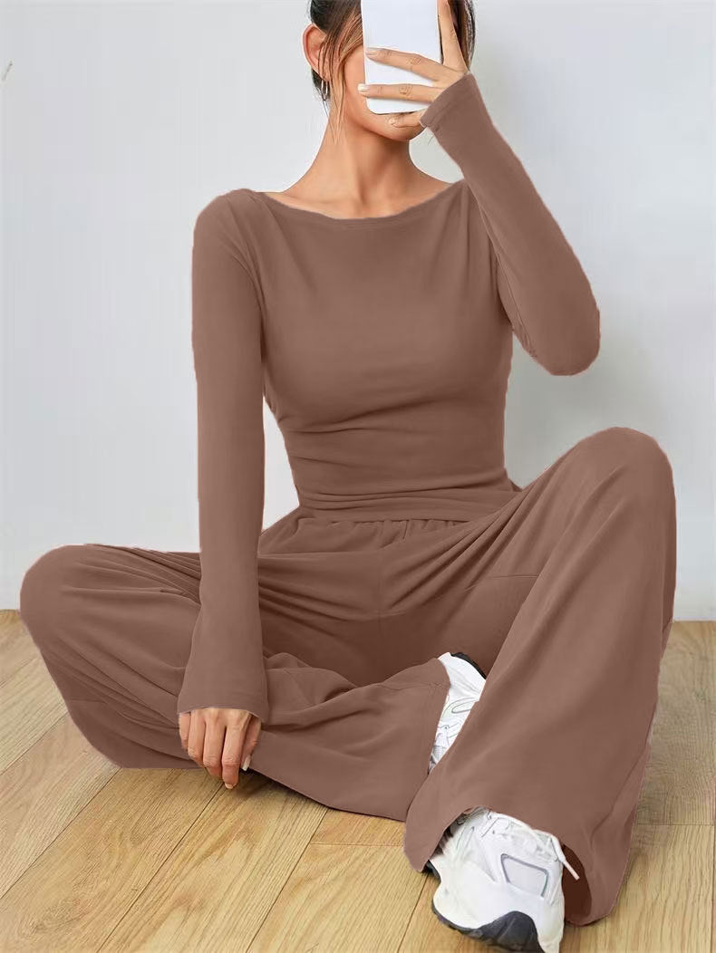 Damen Lässiges Oberteil und weite Hose Set Drune