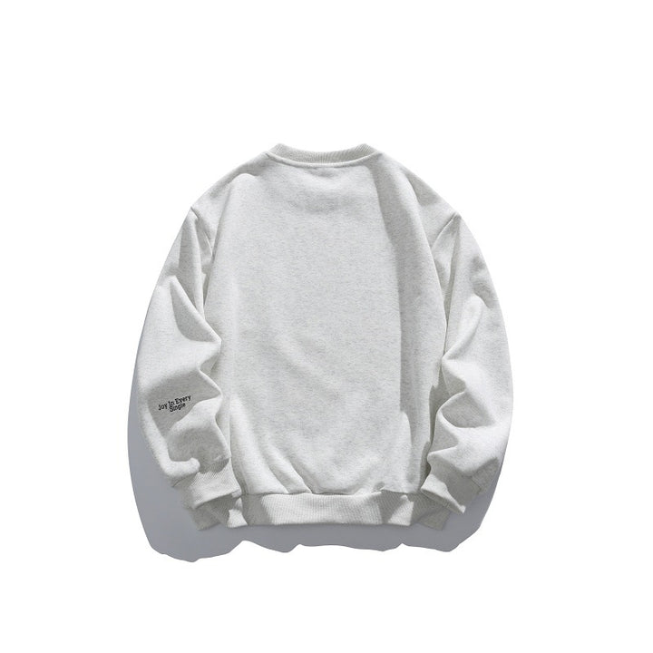 Unisex Oversize-Pullover mit Rundhalsausschnitt, Badge-Applikationen und gerippten Bündchen Drune