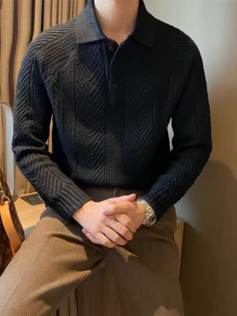 Herren Modischer Strickpullover mit Steppmuster Drune