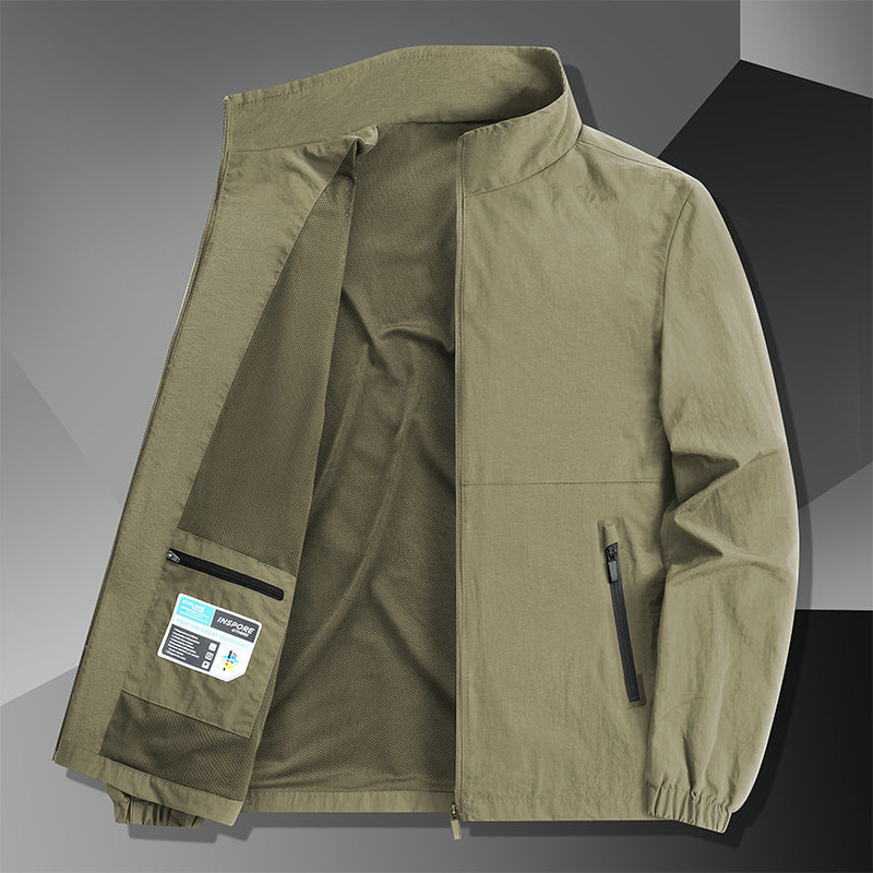 Herren Leichte Baumwoll-Mix-Übergangsjacke mit Stehkragen und verdecktem Reißverschluss Drune