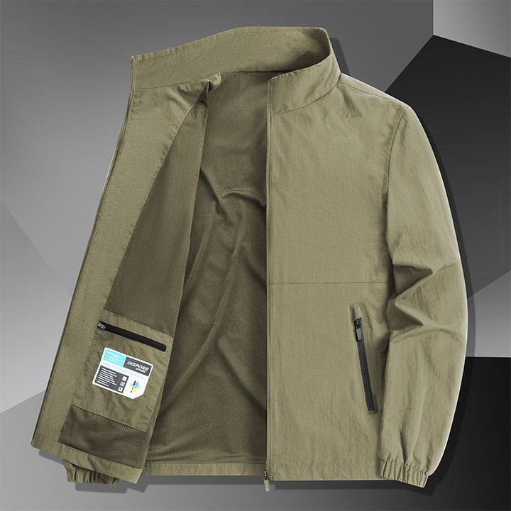 Herren Leichte Baumwoll-Mix-Übergangsjacke mit Stehkragen und verdecktem Reißverschluss Drune