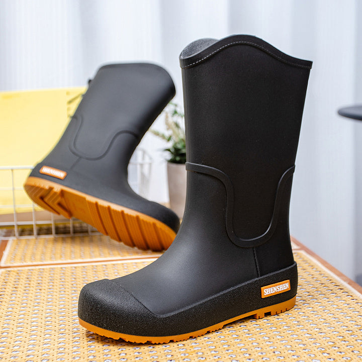 Damen Mittelhohe wasserdichte Gummistiefel mit griffiger Profillaufsohle Drune