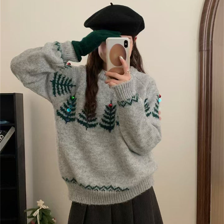 Damen Kuscheliger Pullover mit verspieltem Muster und fröhlichen Applikationen Drune