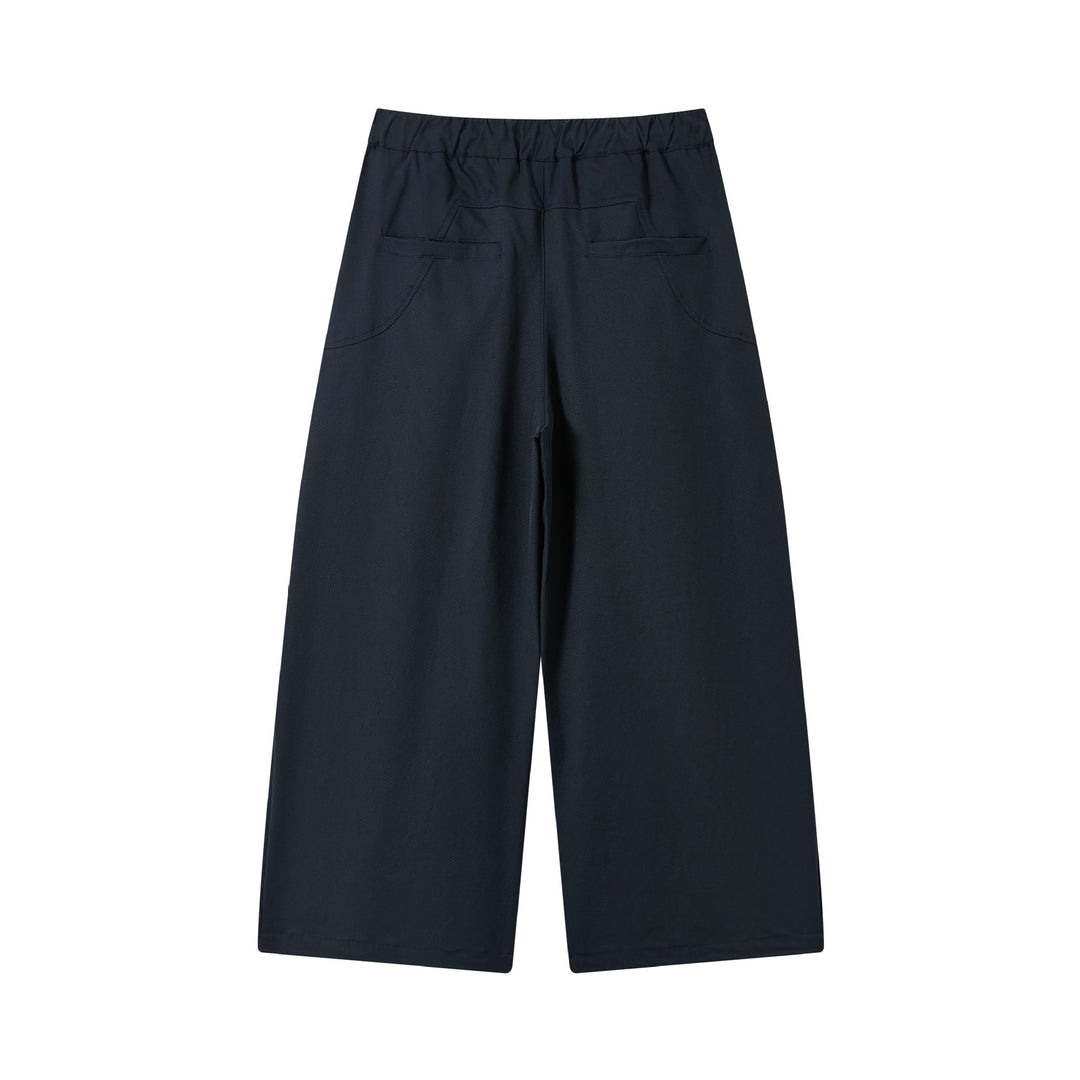 Damen weite verkürzte Bundfaltenhose mit Tunnelzug und Cargotaschen Drune