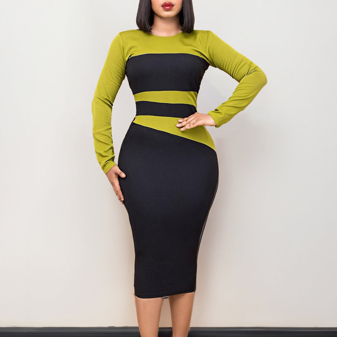 Damen figurbetontes Kleid mit geometrischem Design Drune