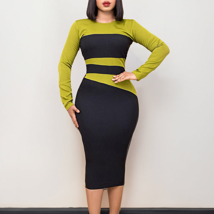 Damen figurbetontes Kleid mit geometrischem Design Drune